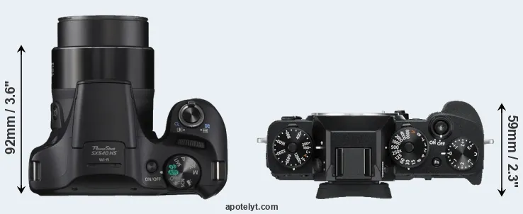 Compare SX540 versus X-T3 top