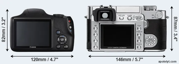 Comparison SX540 or Digilux 3 rear