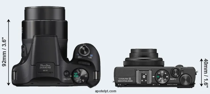 Compare SX540 versus Coolpix A top