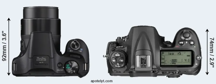 Compare SX540 versus D300 top