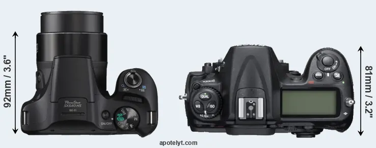 Compare SX540 versus D300S top