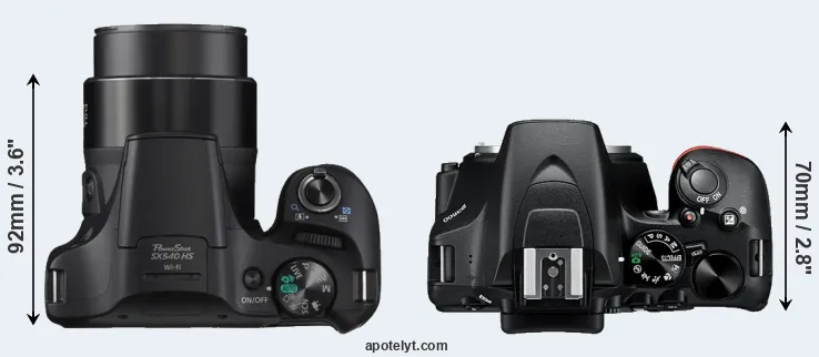 Compare SX540 versus D3500 top