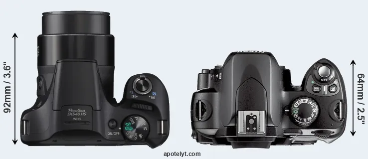 Compare SX540 versus D40X top