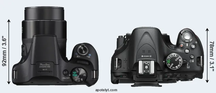 Compare SX540 versus D5200 top