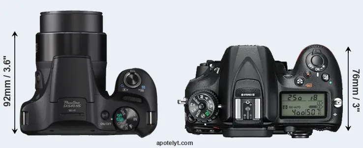 Compare SX540 versus D7200 top