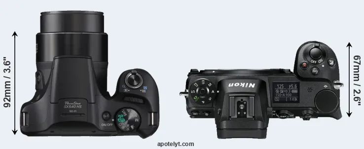 Compare SX540 versus Z6 top