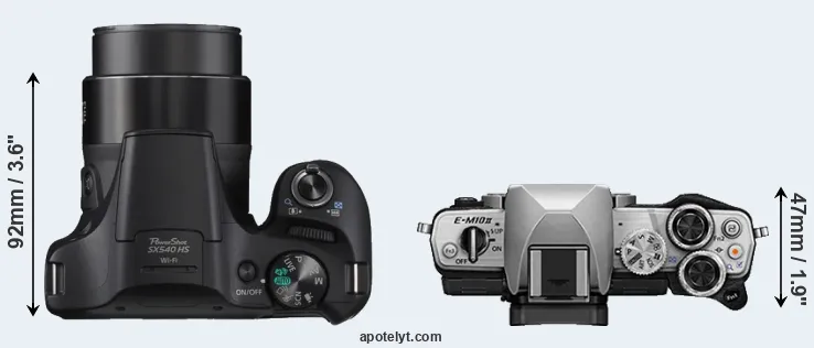 Compare SX540 versus E-M10 II top