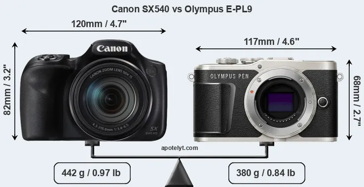 Size Canon SX540 vs Olympus E-PL9