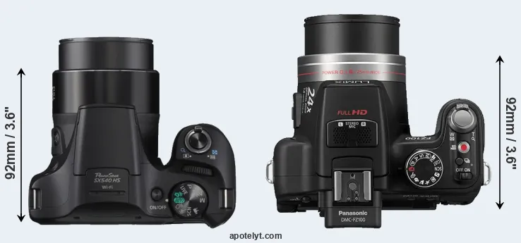 Compare SX540 versus FZ100 top