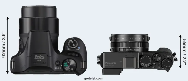 Compare SX540 versus LX100 top