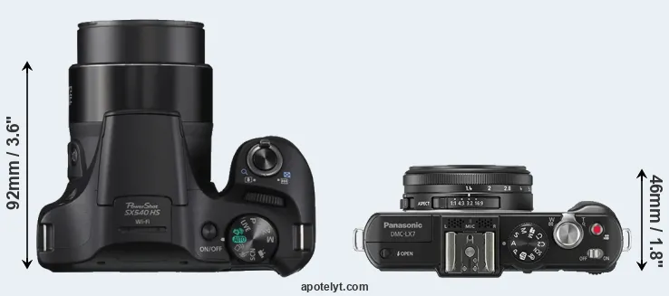 Compare SX540 versus LX7 top