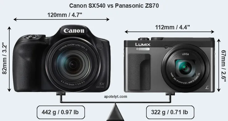 Size Canon SX540 vs Panasonic ZS70