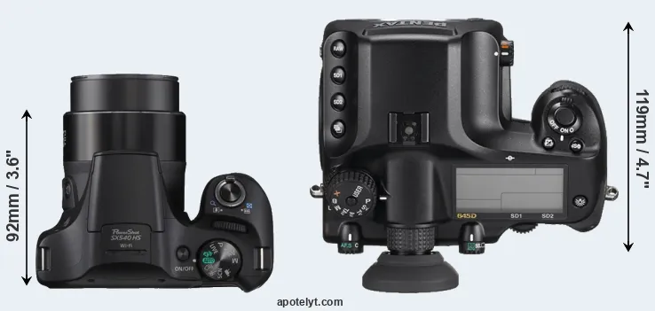 Compare SX540 versus 645D top