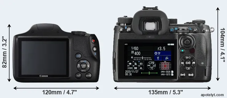 Comparison SX540 or K-3 III rear
