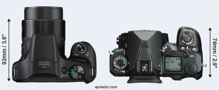 Compare SX540 versus K-3 III top