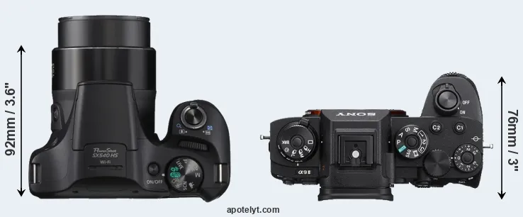 Compare SX540 versus A9 II top