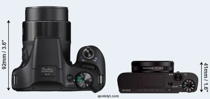 Compare SX540 versus RX100 III top
