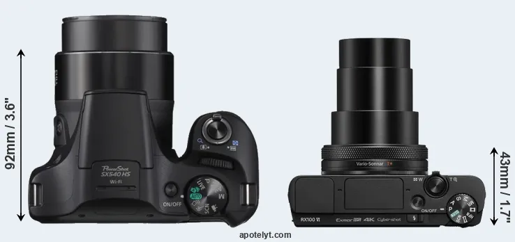 Compare SX540 versus RX100 VI top