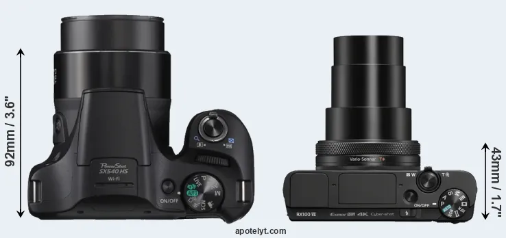 Compare SX540 versus RX100 VII top