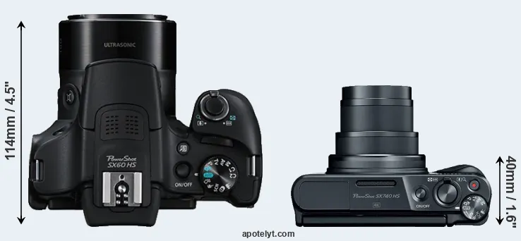 Compare SX60 versus SX740 top