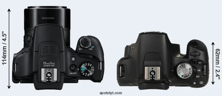 Compare SX60 versus T1i top