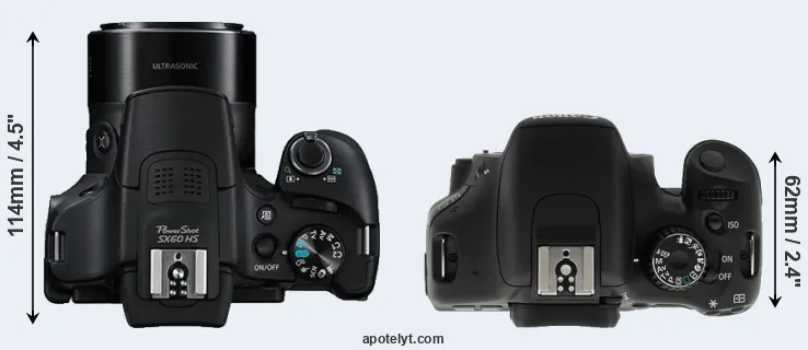 Compare SX60 versus T2i top