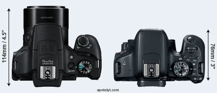 Compare SX60 versus T7i top