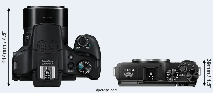 Compare SX60 versus X-A1 top