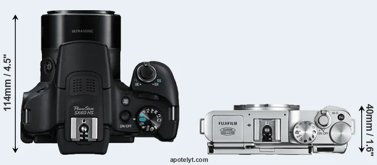 Compare SX60 versus X-A2 top