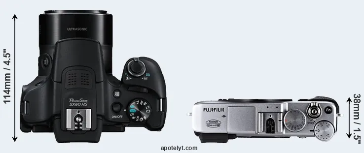 Compare SX60 versus X-E1 top