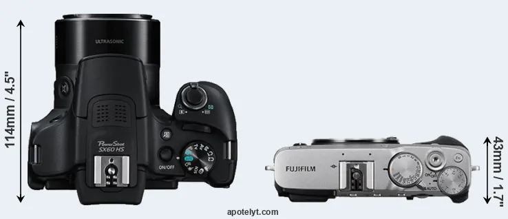 Compare SX60 versus X-E3 top