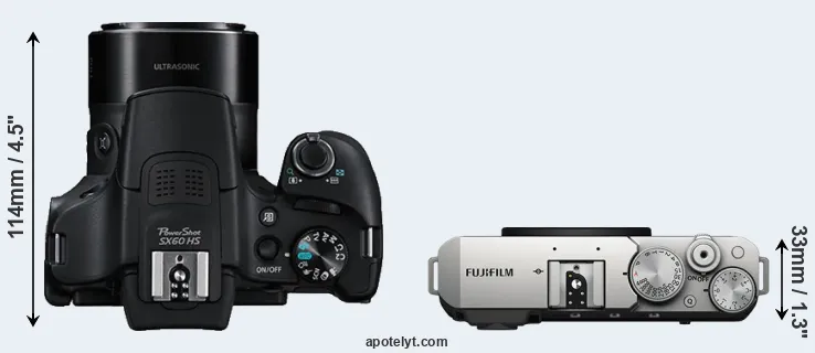Compare SX60 versus X-E4 top