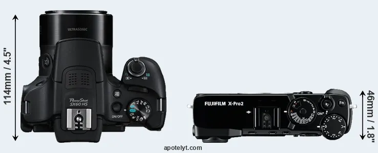 Compare SX60 versus X-Pro2 top