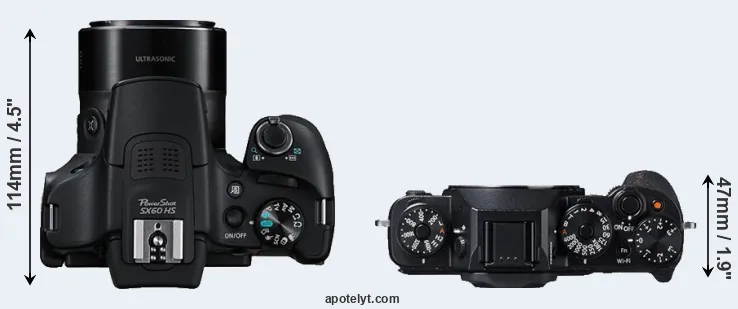 Compare SX60 versus X-T1 top