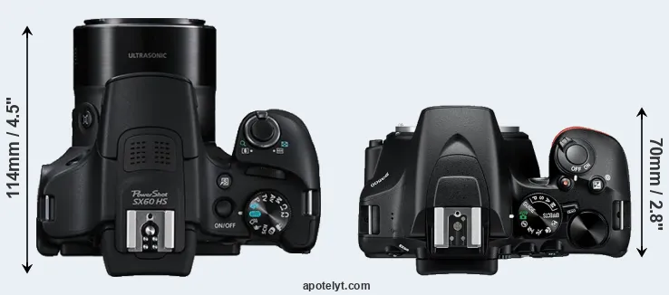 Compare SX60 versus D3500 top