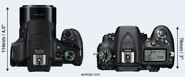 Compare SX60 versus D7100 top