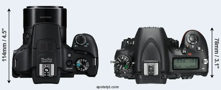 Compare SX60 versus D750 top
