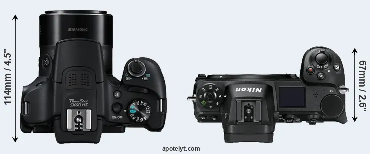 Compare SX60 versus Z7 top