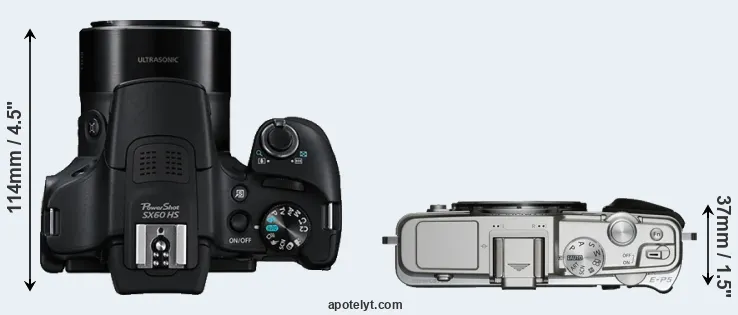 Compare SX60 versus E-P5 top
