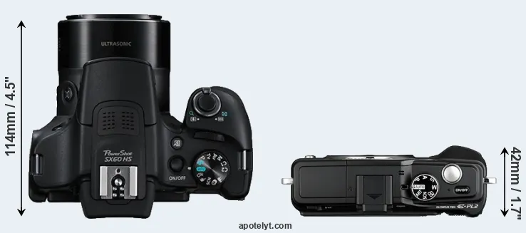 Compare SX60 versus E-PL2 top