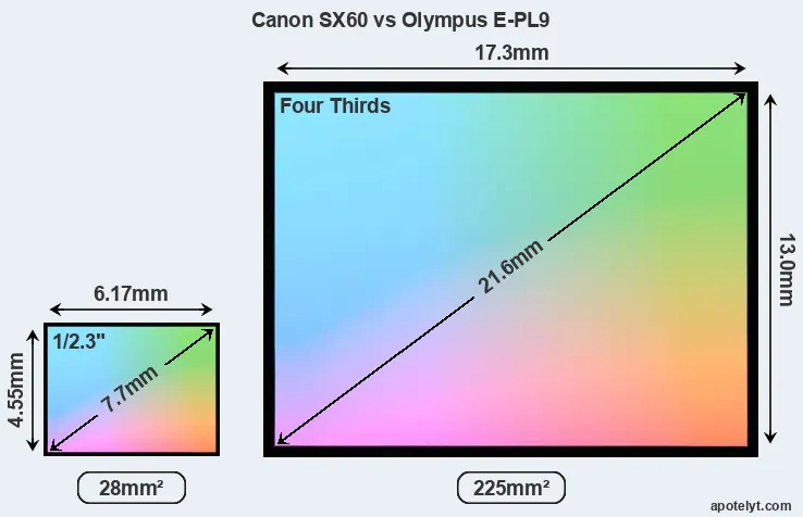 Canon SX60 and Olympus E-PL9 sensor measures