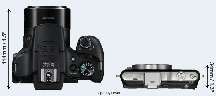 Compare SX60 versus E-PM1 top