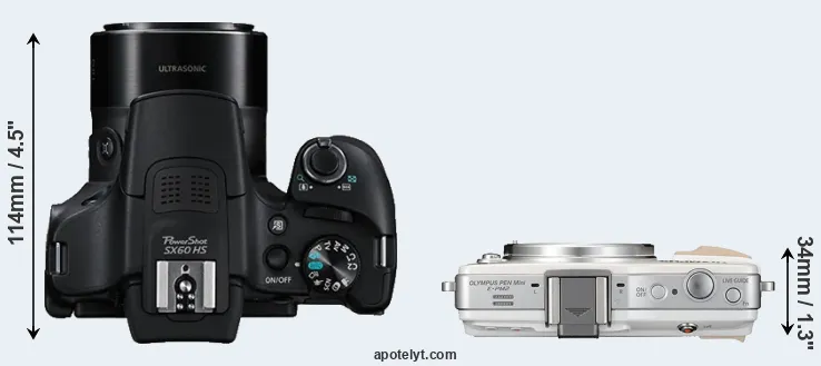 Compare SX60 versus E-PM2 top