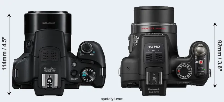 Compare SX60 versus FZ150 top