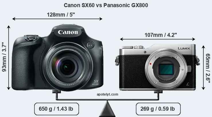 Size Canon SX60 vs Panasonic GX800