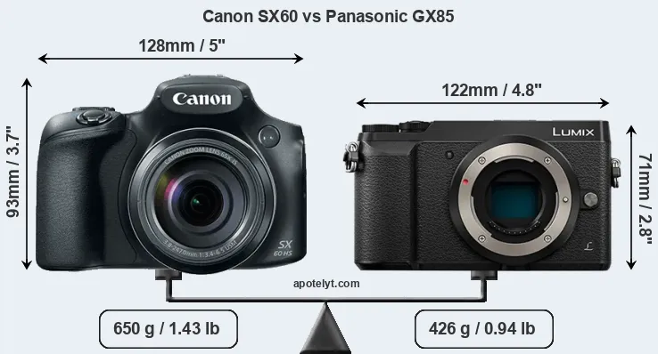 Size Canon SX60 vs Panasonic GX85