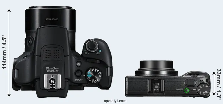 Compare SX60 versus GR III top