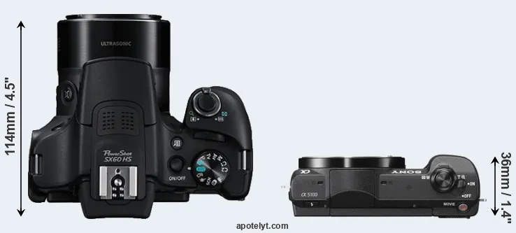 Compare SX60 versus A5100 top