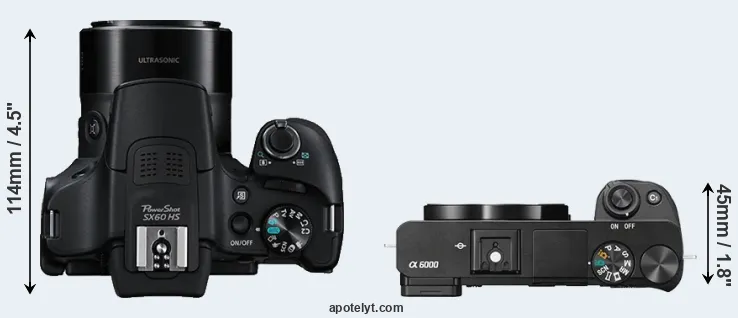 Compare SX60 versus A6000 top