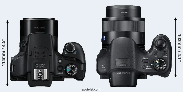 Compare SX60 versus HX350 top